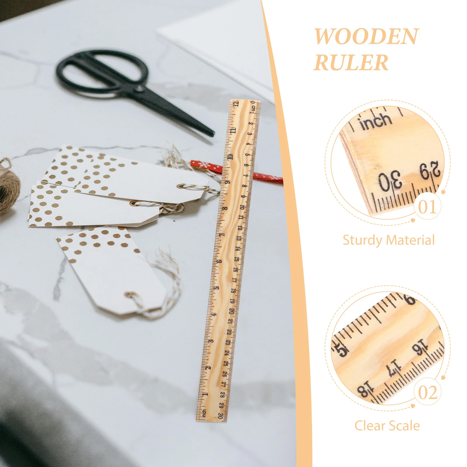 

26Pcs 30Cm Bamboo Ruler Wooden DIY Yardstick Tailoring Sewing Tool for Home Craft Measurement Perfect Hand Feel Lightweight