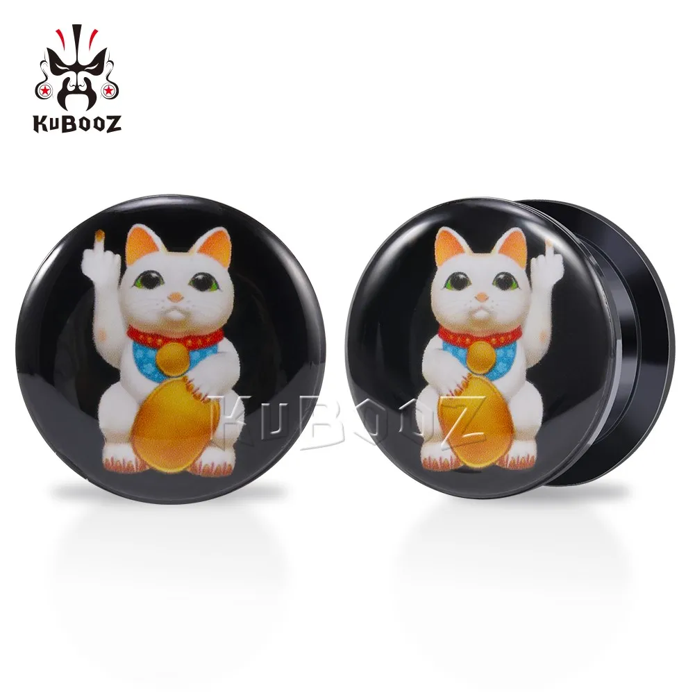 

Wholesale Price Acrylic Cartoon Cat Ear Tunnels Plugs Piercing Earring Gauges Body Jewelry Expanders Stretchers 6-30mm 80PCS