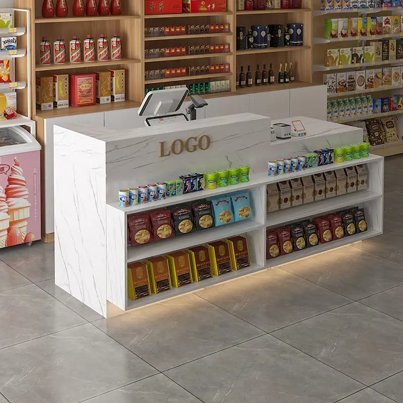 Custom Bar Counter Table Supermarket Cashier Counter Commercial Dining Multi-layer Storage Shop Small Counter Front Desk Conveni