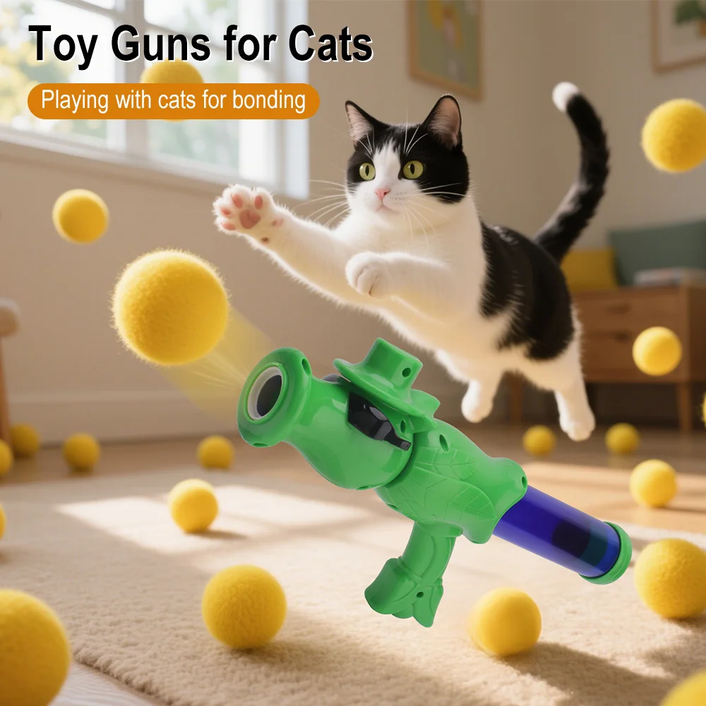 1 Set Cat Toy Pet Interactive Toys Ball Kitten Puppy Play Training Game EVA Ball Launcher Continuous Shooting Toys Cat Supplies