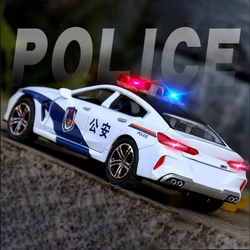 Scale 1/32 M8 Police Car Model Toy Metal Diecast with Pull Back 110 Simulation Vehicle Models Doors Openable Boy Collection Gift