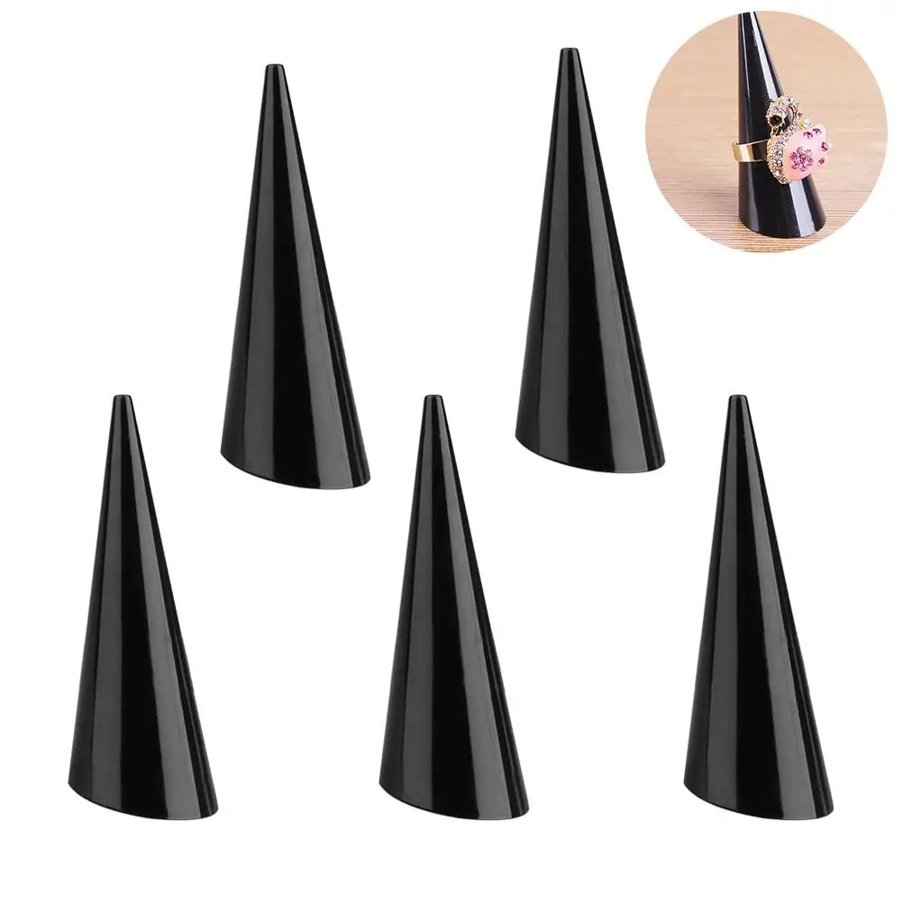 

5Pcs Acrylic Holder Cone Shaped Jewelry Display Smooth Flat Cut Stable Table Craft Show Rack Ring Display Holder s