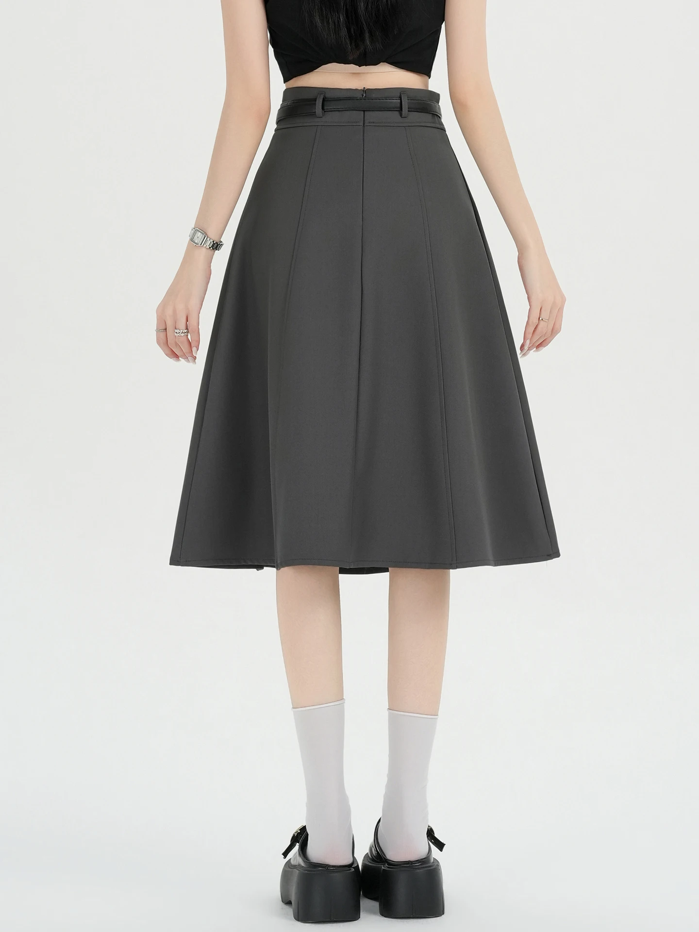 

Женская юбка-миди Berkeley Grey с высокой талией, А-силуэт, облегающая, драпированная, для офиса, в корейском стиле