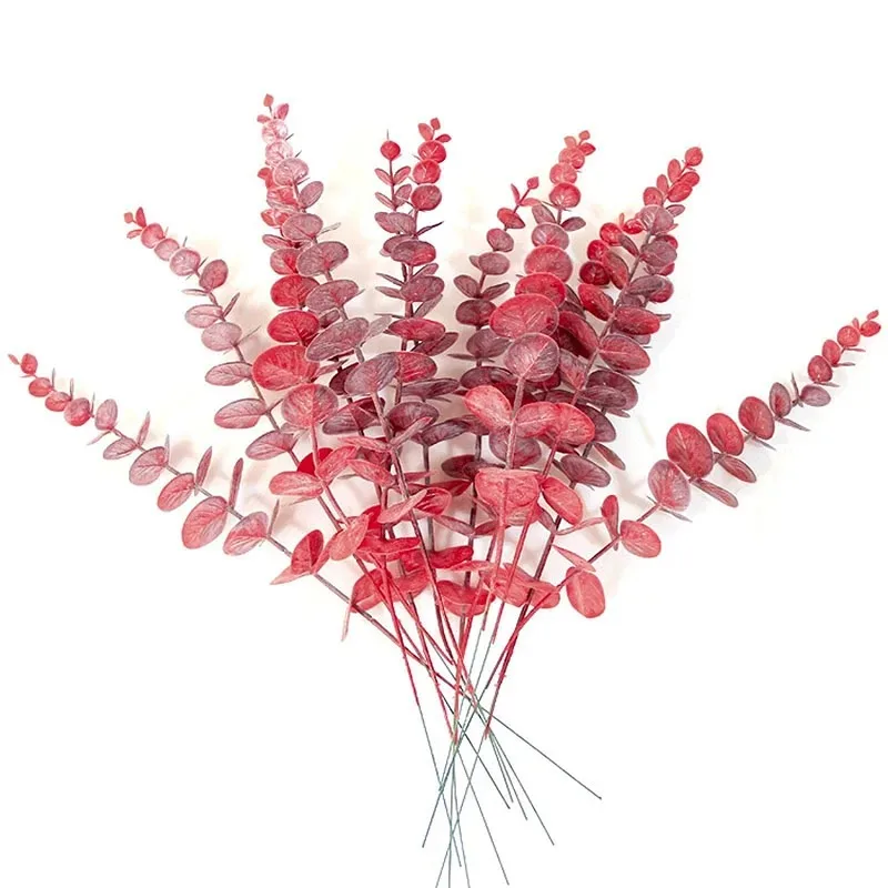 10Pcs Eucalyptus Leaf Artificial Plants Bouquet Home Decor Fake Plant Party Garden Wedding Decoration Holding Flowers Accessory