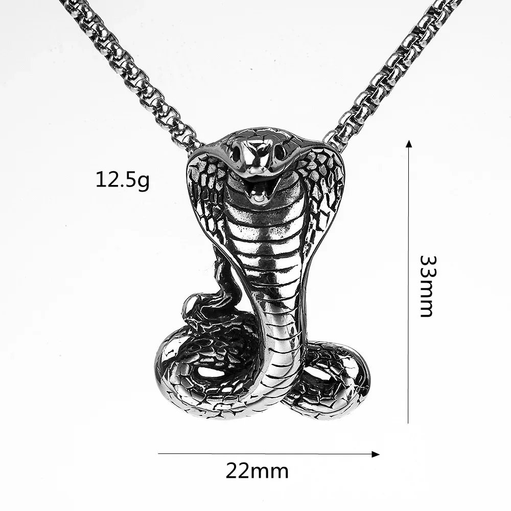 Retro Gothic Viper Black Mamba Animal Necklace Men's Fashion Personality Trend Alternative Alternative Jewelry image 2