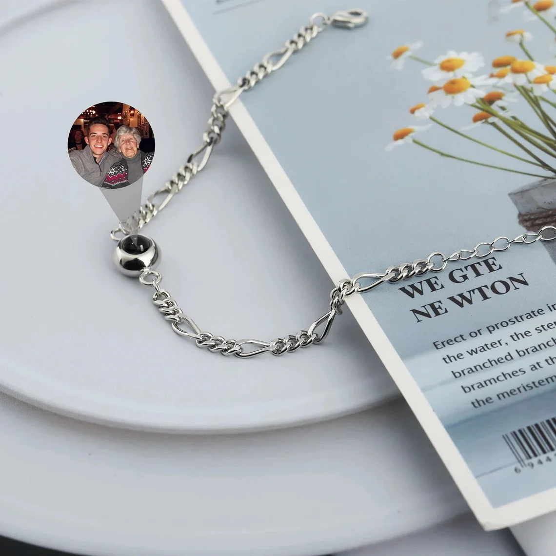 Personalized Custom Photo Projection Bracelet For Women Customized Picture Couple Stainless Steel Bracelet Memorial Jewelry Gift