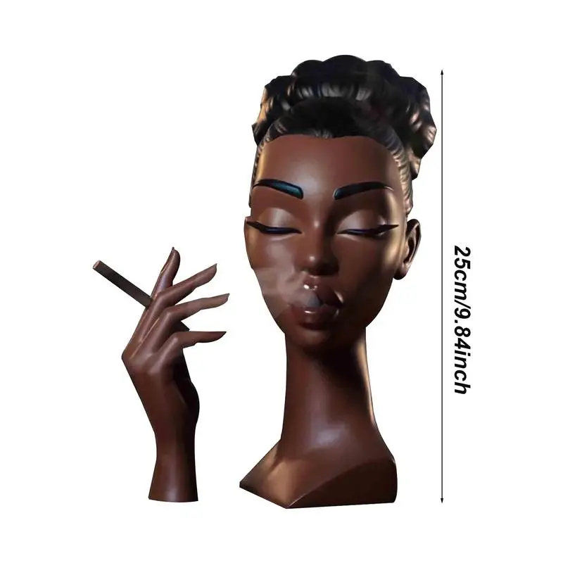 Black Woman Head Incense Burner Handmade Incense Holder Decorative Airflow Incense Burner Statue Art Decor For Aromatherapy