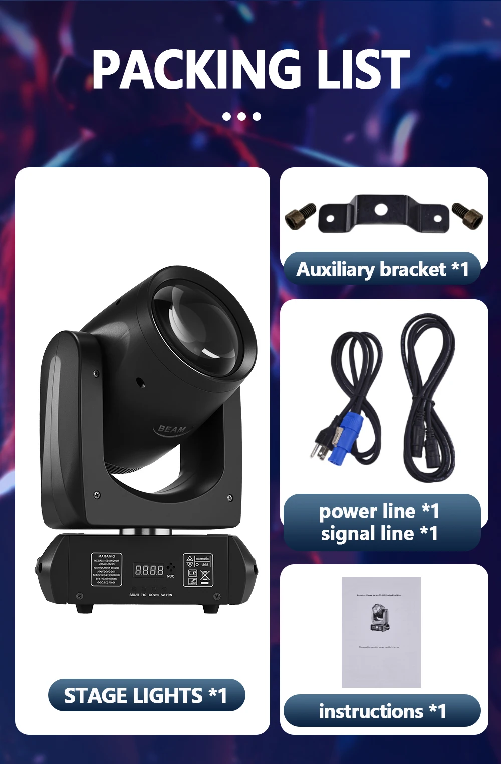 1/2/4/6 200W LED Beam Moving Head Light, 18 Prismen, 46000 LUX, DMX512, Tonaktiviert, Auto-Run, Master-Slave, Bühnenbeleuchtung, Disco, DJ – Detail 10