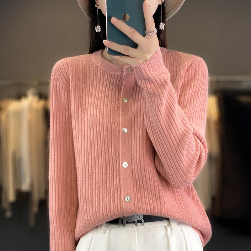 2023 Women\'s Cardigan Sweater Autumn/Winter Knitted Cashmere Cardigan Solid Color Single breasted Women\'s Sweater Coat Top