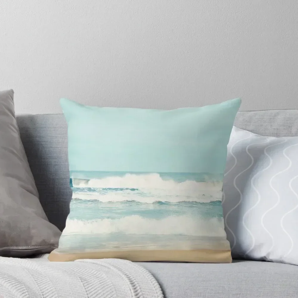 

Ocean Beach Photography, Calming Sea, Blue Waves Seascape Throw Pillow Throw Pillow Covers Pillow Cases