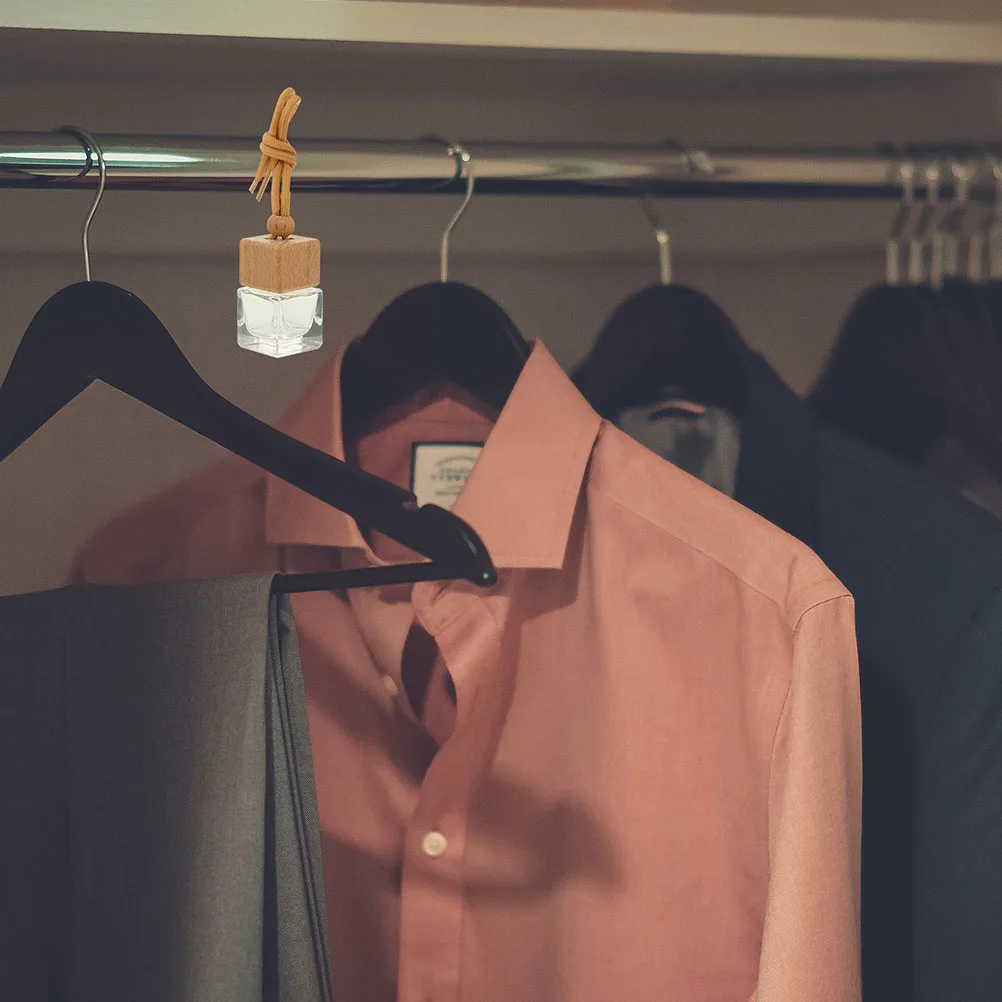 

6pcs Car Diffuser Clear Glass Bottles Refillable Essential Oil Air Freshener Hanging Decor for Car Office Bathroom Cabinet