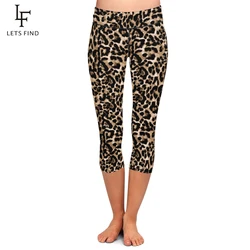 LETSFIND LETSFIND kobiety legginsy Capri nowy wysokiej talii Leopard ziarna druku Leggin Fitenss Sexy Slim spodnie ze strechu spodnie połowy łydki