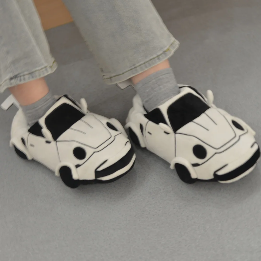 Simulation Sports Car Plush Home Floor Cotton Slippers For Men And Women Car Shape Indoor Slippers Plus Plush Warm Cotton Shoes