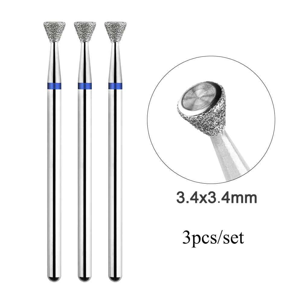 BNG 3 قطعة أداة قص الأظافر مثقاب الخشب المهنية مسمار الفن مانيكير لقمة ثقب الماس مسمار مزيل الجلد الميت أدوات 3/32 ''عرقوب
