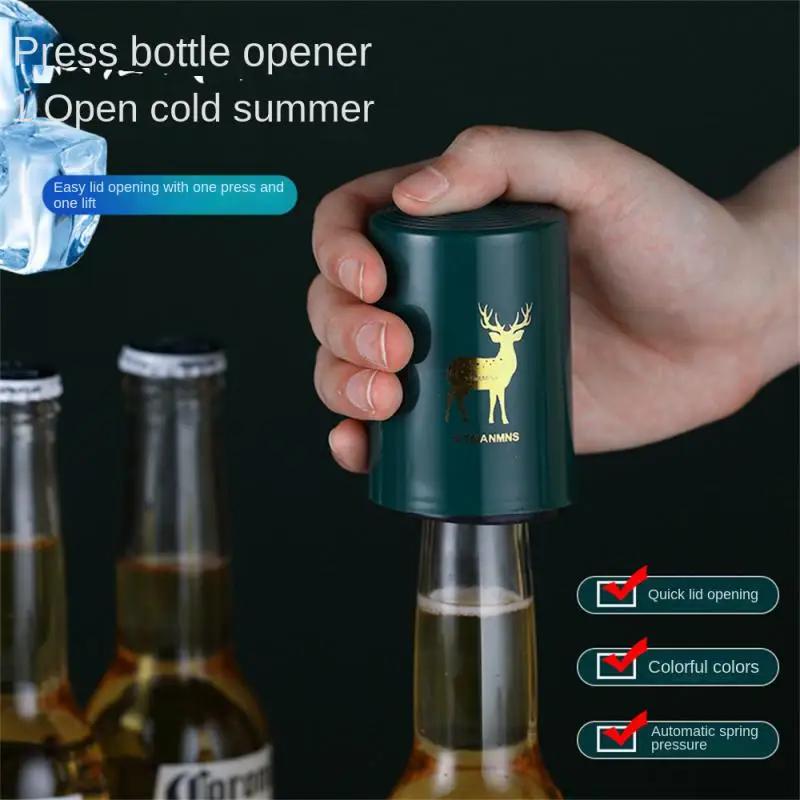 Creative Magnetic Automatic Beer Bottle Opener Kitchen Stainless Steel Press Lid Beer Corkscrew Tools Portable Bar Gadgets