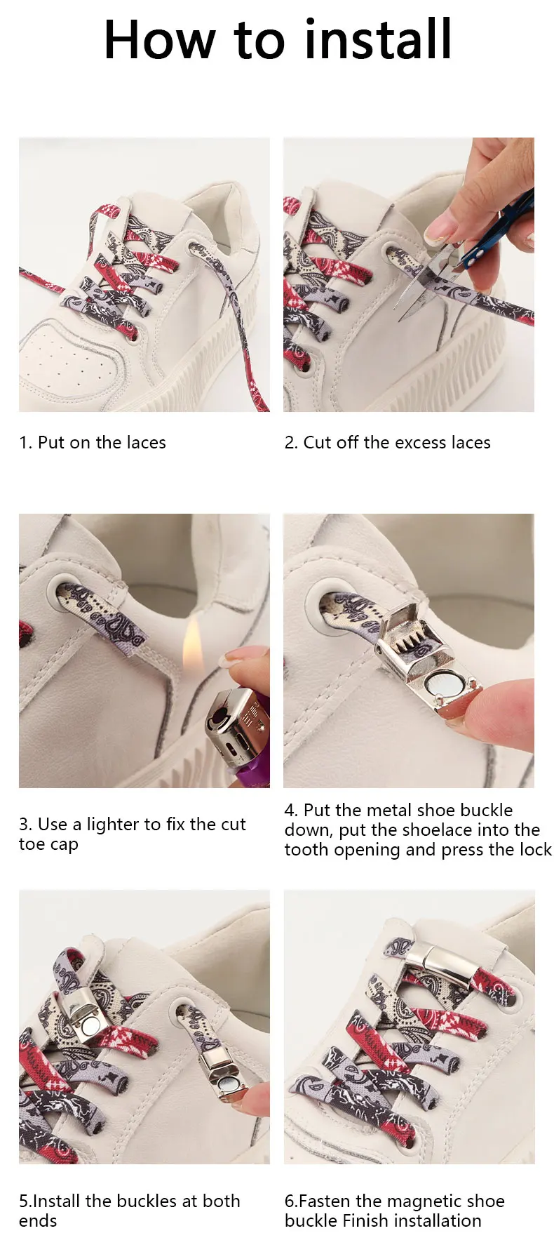 Elastic Shoelaces Without Ties Metal Lock Magnetic Shoe Laces For Sneakers 1 Second Quick On And Off Lazy Shoelace Flat Unisex