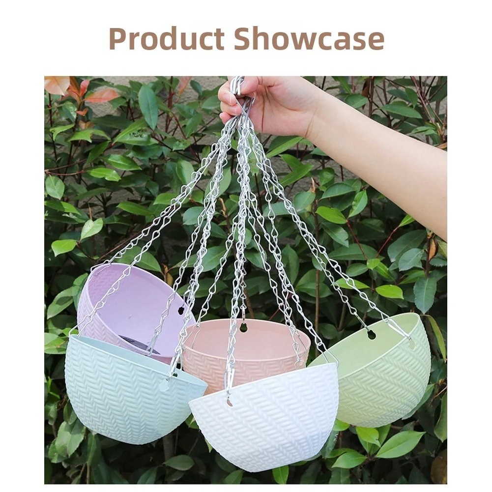 Indoor Outdoor Hanging Basket in PP Material Featuring Drainage Holes and Balanced for triple Chain Support 15 9cm Size
