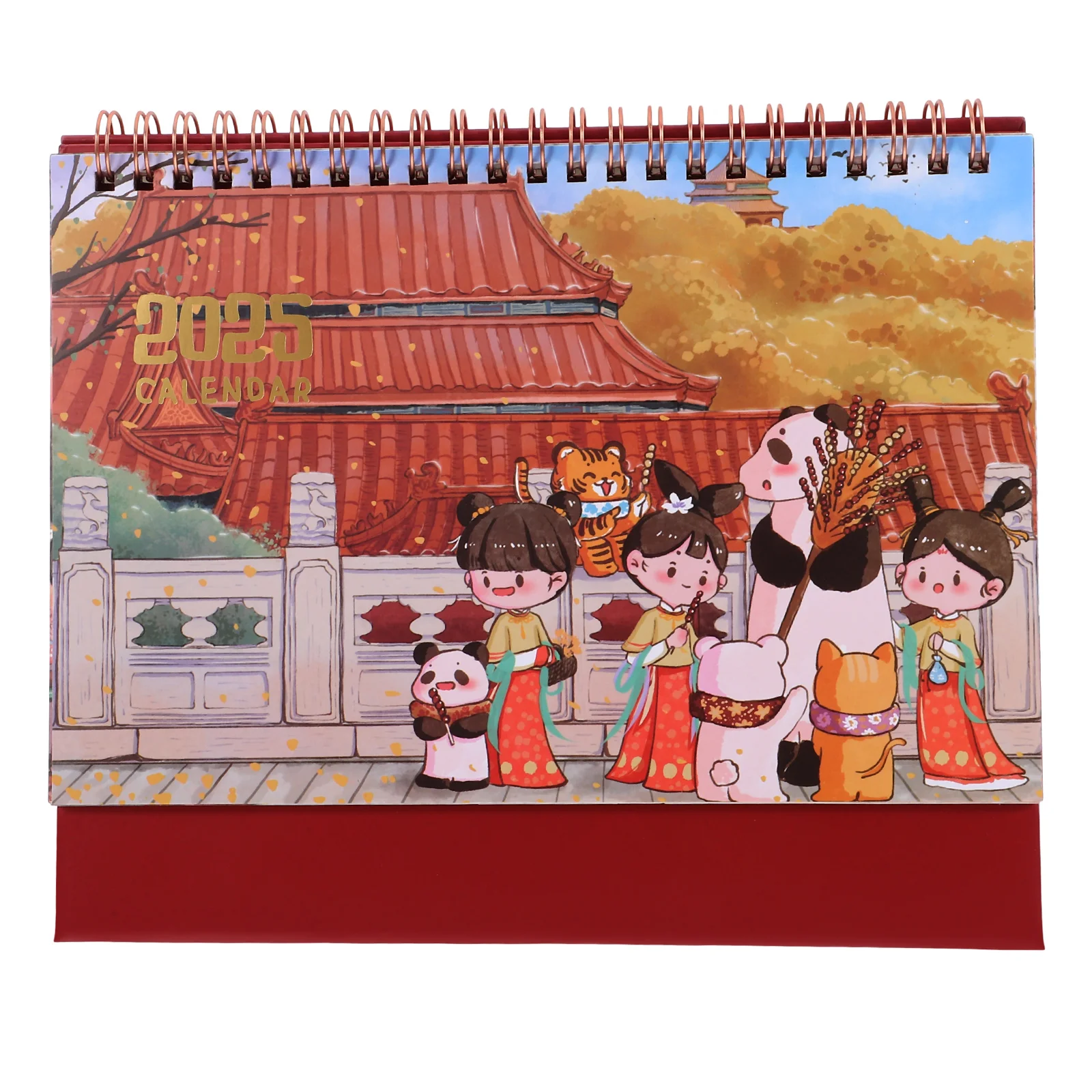 Cartoon 2025 Desk Calendar Office Flipping Paper Standing Chinese Themed Monthly