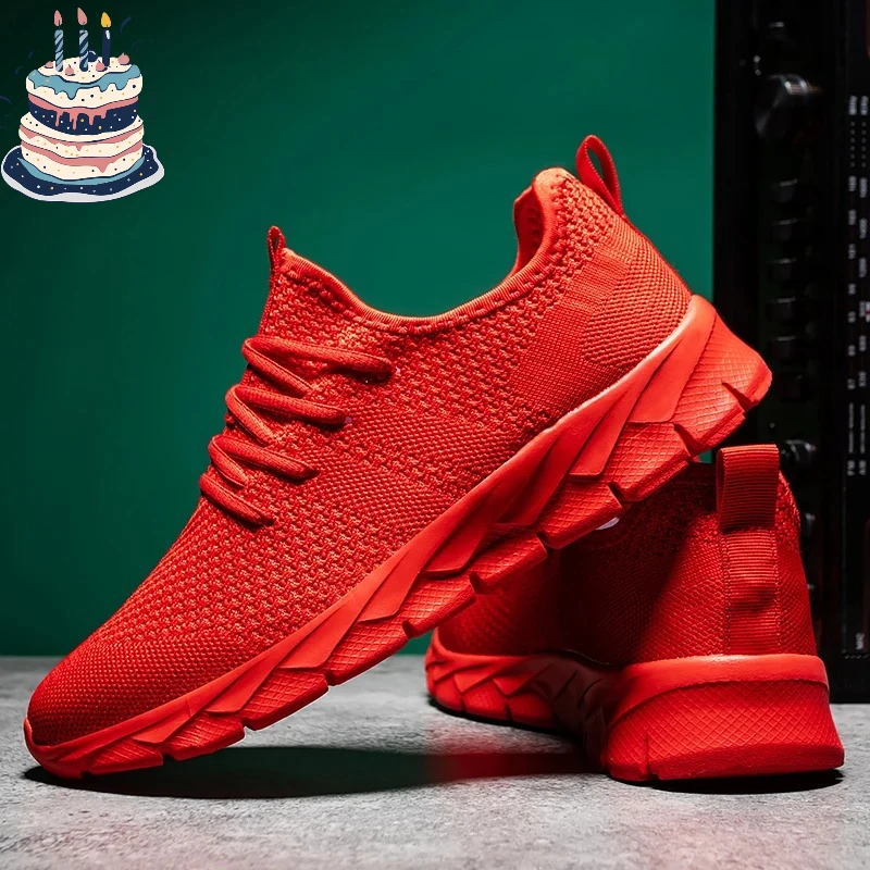 

Men's shoes Four Seasons new plus size Flying weaving Lightweight Breathable Casual Sports Shoes Soft Sole Outdoor Running Shoes