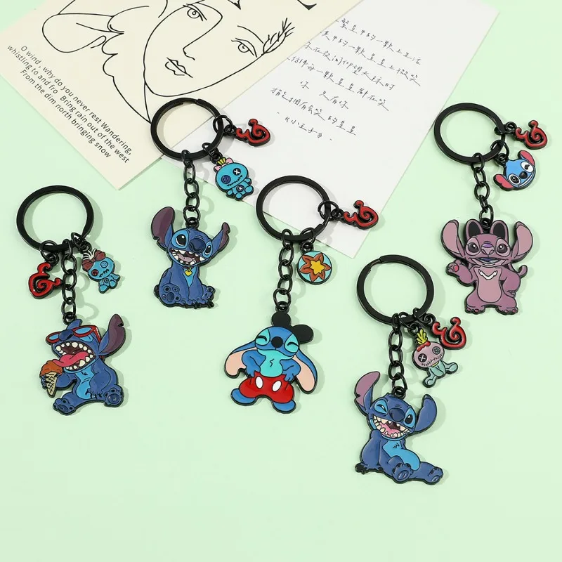 Disney Stitch Keychain Cartoon Anime Cute Backpack Pendant Fashion Car Key Ring Children Toys Charm Kawaii Girls Holiday Gifts