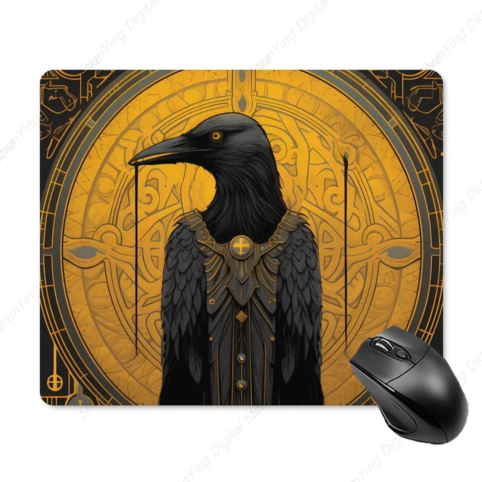 Gothic Crow Vierkante Muismat Antislip Rubberen Basis Gedrukt Muismat Geschikt Voor Computer En Laptop Muizen 18*22cm