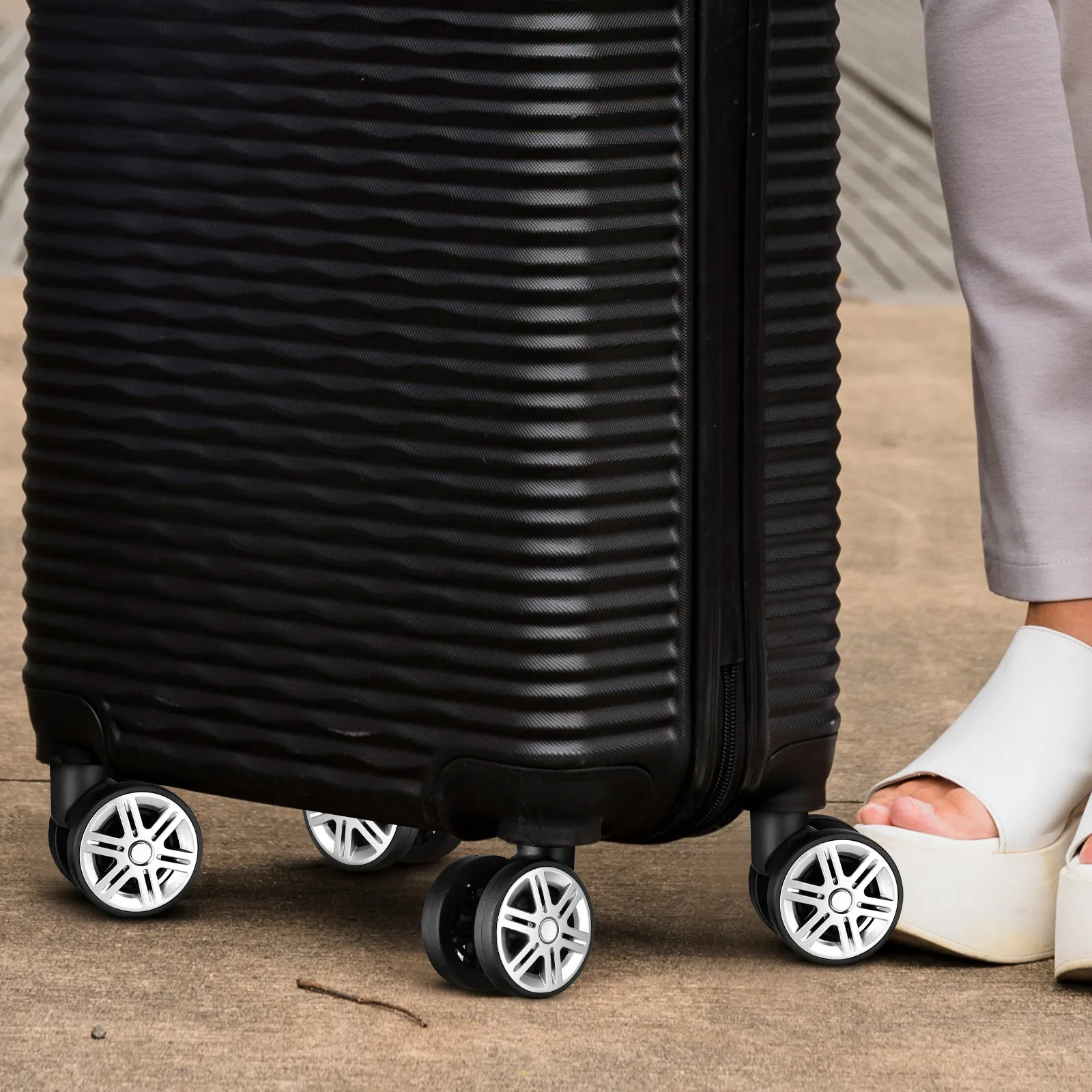 

4Pcs Suitcase Wheels Replacement Heavy Duty ABS Luggage Repair Kit Dual Row Design Smooth Steering Universal Caster Wheels