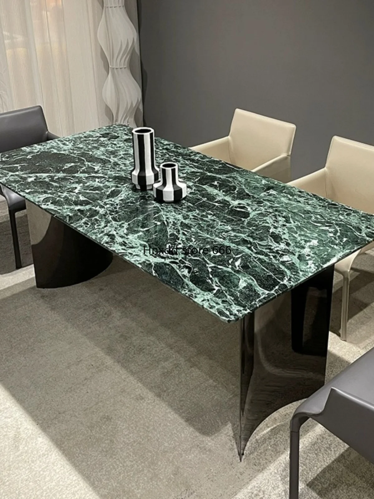 Italian light luxury high-end large flat-floor villa marble dining table