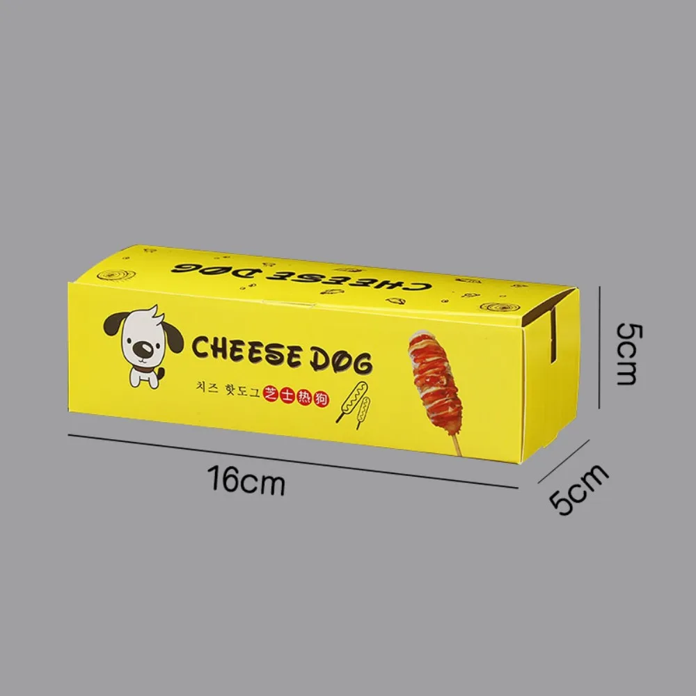 100PCS Disposable Hot Dog Packaging Box Paperboard Food Grade Sausage Snack Boat Box Boat Shape Eco-Friendly Sausage Tray