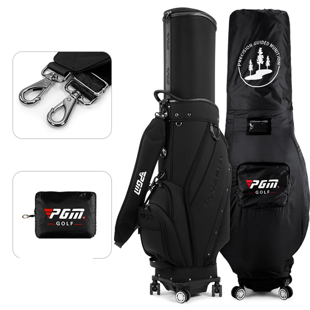 PGM Golf Bags Men Women Hard Shell Extendable Bag With Universal Four-Wheel Swivel Base Flat Push Air Transport Bag QB173