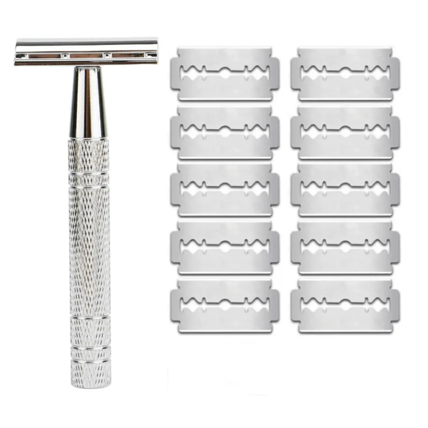 

Eco-friendly Men's Metal Beard Razor with 10 Razor Blades, Women's Safety Razor for Smooth Shaving Experience, Reusable and Sust