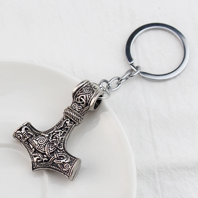 Dropshipping Keychain Charm Thor Hammer Mjolnir Viking Amulet Hammer Scandinavian Keychain Norse Jewelry Viking Key Chains