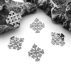 5PCS Religion Goth Jerusalem Cross Charm Stainless Steel Pendants for Amulet Jewelry Making DIY Necklace Craft Accessories