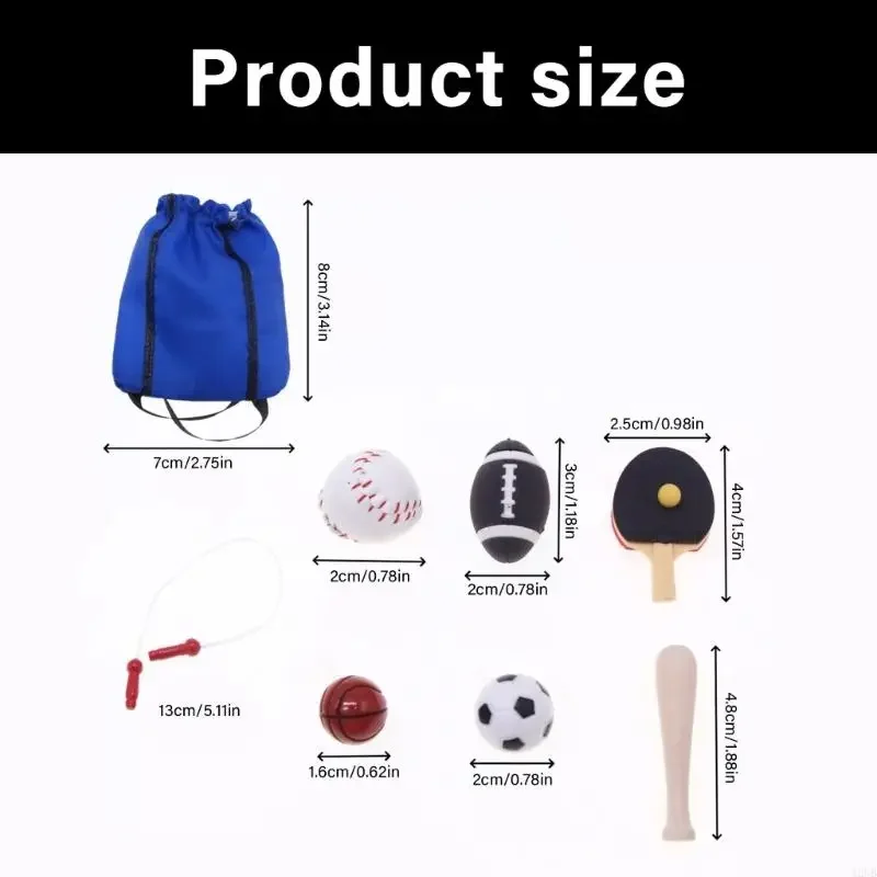 Realistic Doll house Sports Accessories Basketball Football Jump Rope Set For Kids Pretend Play Friendly Materials Gift 15UB