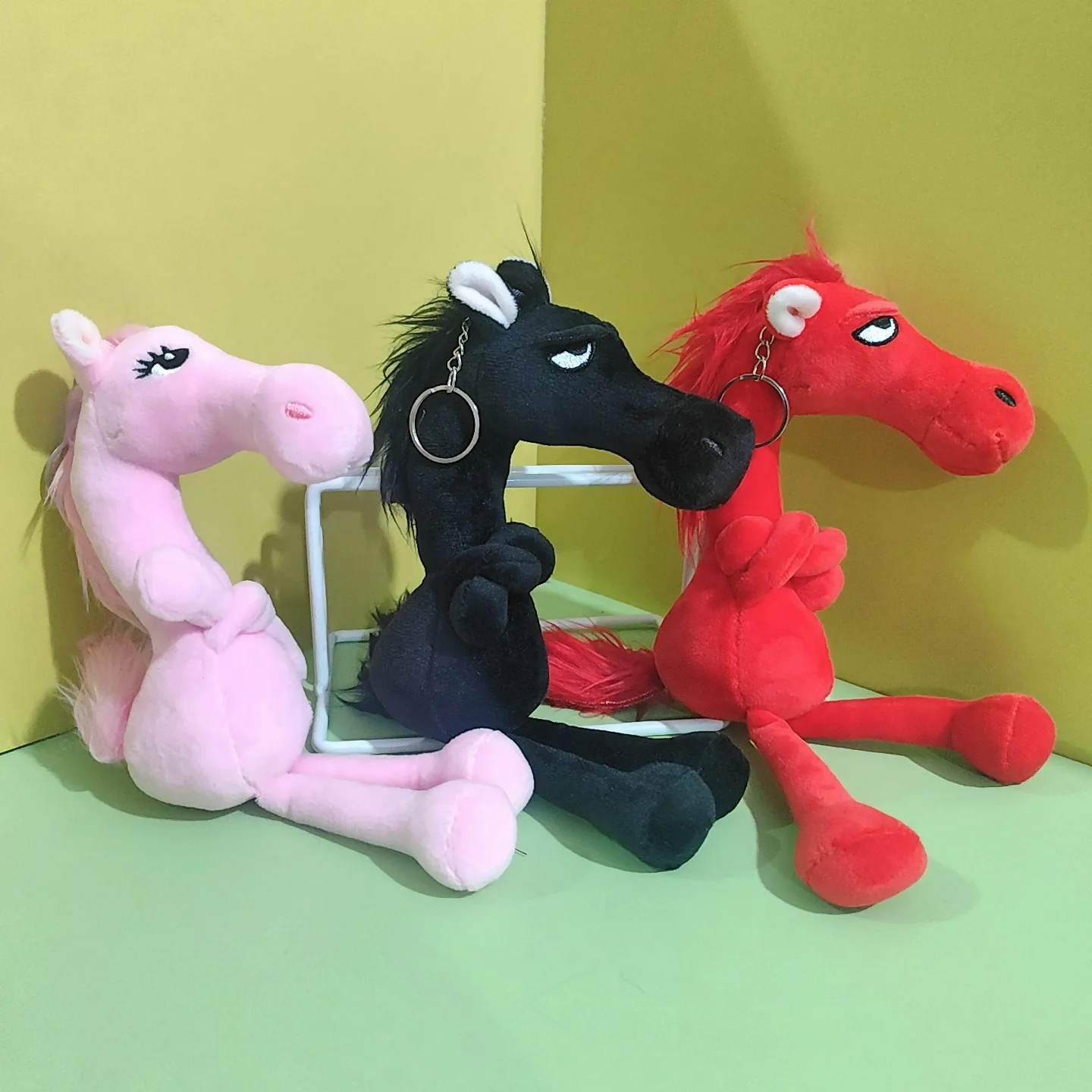 

1-3Pcs Steric Horse Soft Stuffed Toy, Lifelike Black Plush Pendant for Kids Game Props and Bag Hangings