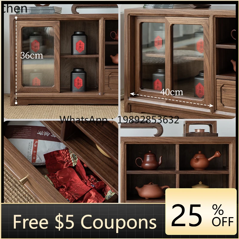 

ZZ Solid Wood Purple Clay Teapot Tea Cabinet Display Cabinet Tea Rack Tatami Storage Side Side Table