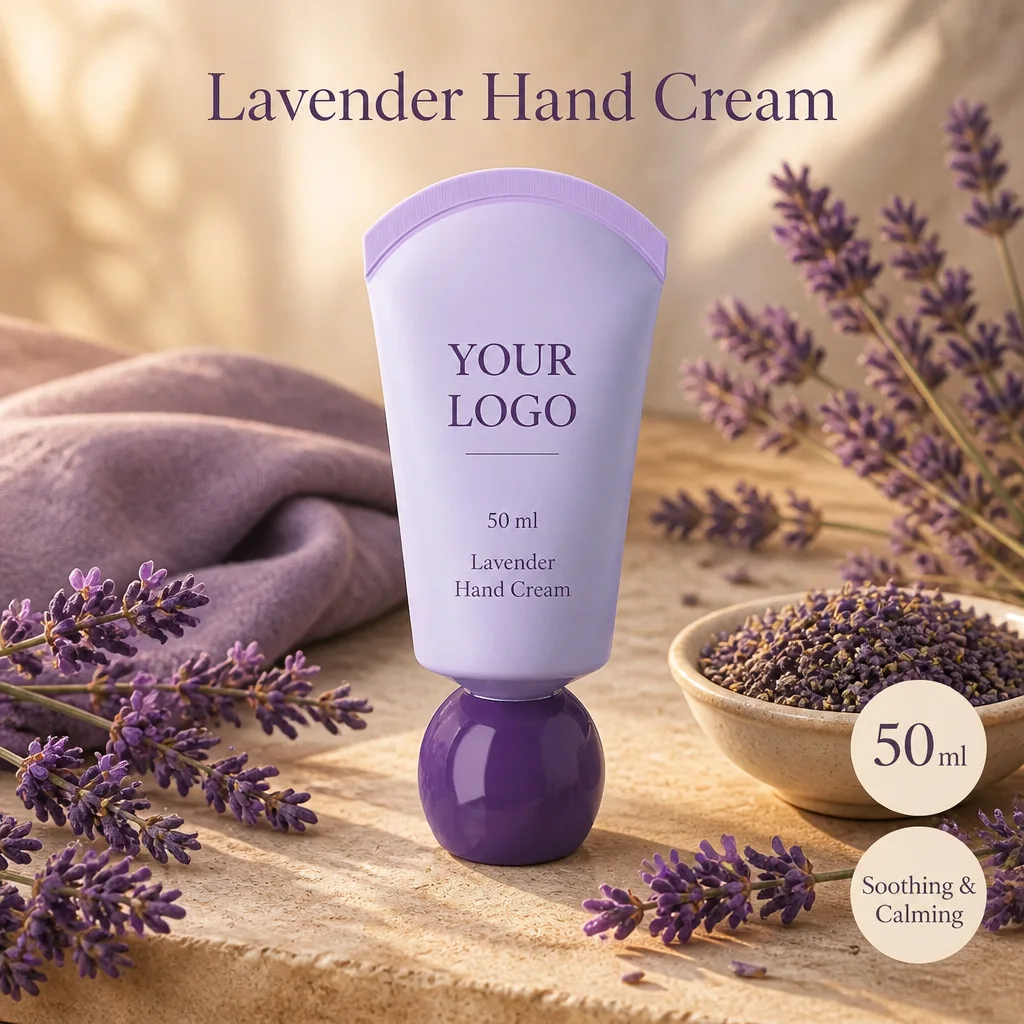 Custom Logo 50ml Lavender Hand Cream Wholesale Smooth Finish Private Label Deep Moisturizing Hydrating Makeup Cruelty Free