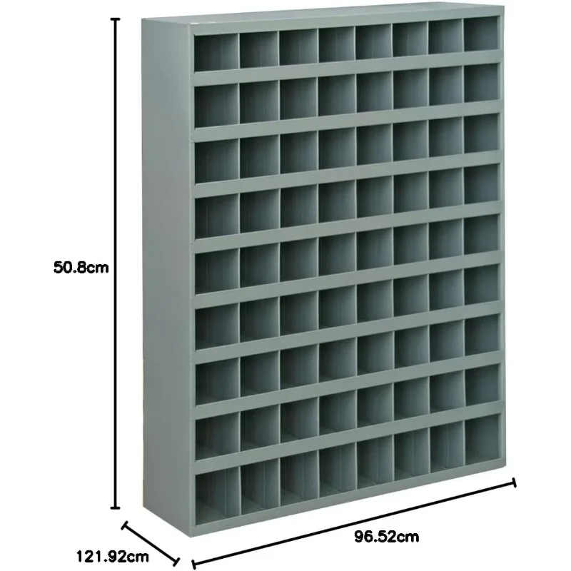 363-95 Grijs koudgewalst staal 72-openingsbak met zelfsluitend ontwerp, 33-3/4" breedte x 42" hoogte x 12" diepte