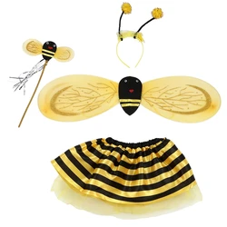 4Pc Bumble Bee Honing Meisjes Kids Fairy Halloween Fancy Dress Up Party Kostuum Geschenken Voor Kinderen