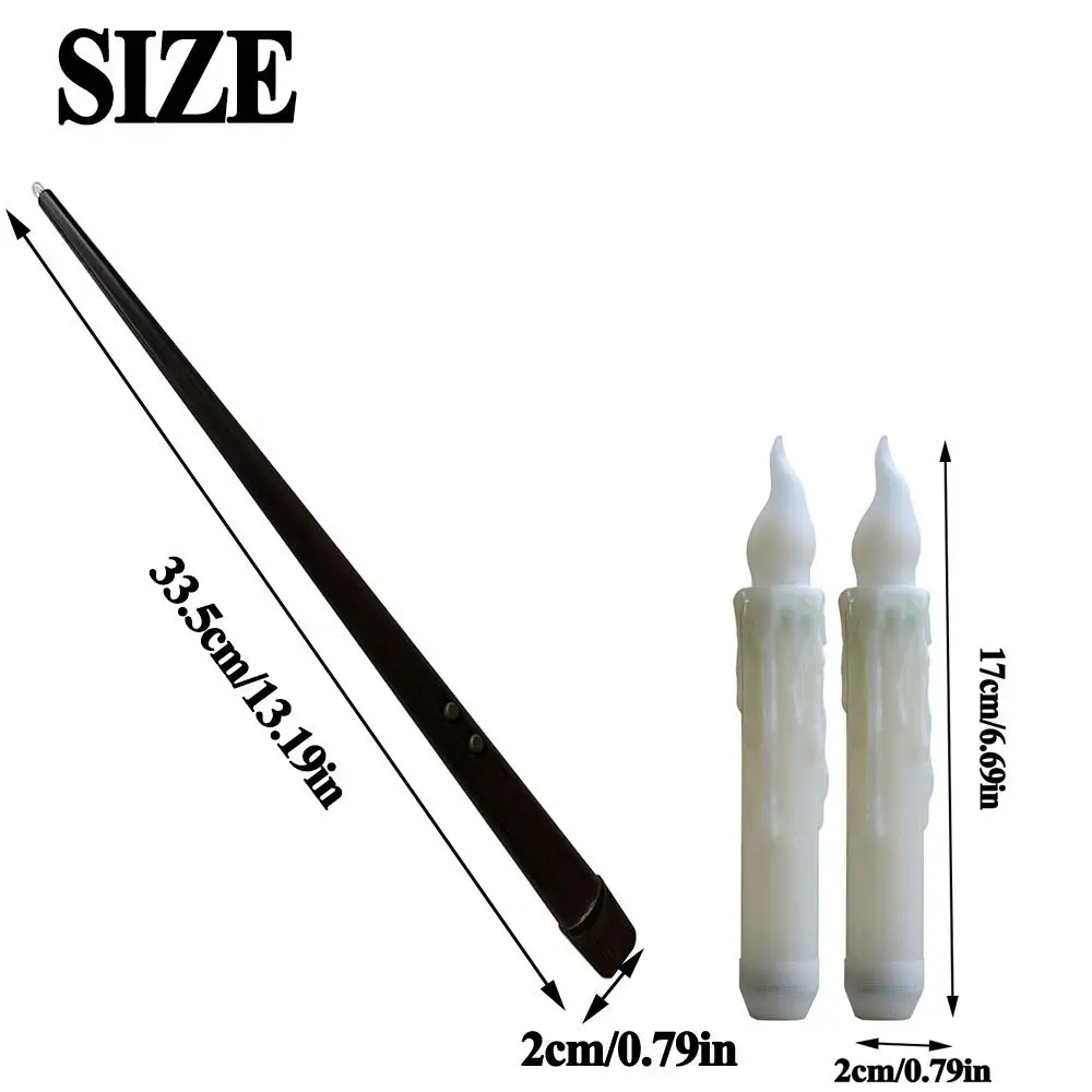 Cordless Flickering Candles Light with Magic Wand Plastic LED Floating Candles Light ‎Battery Powered Halloween Prop Night Light