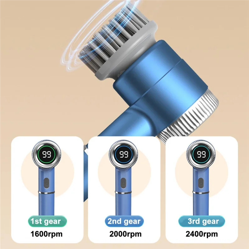 DHIPP-Power Щетка для чистки с 5 головками и 3 скоростями Электрический скраб IPX7 Водонепроницаемая многофункциональная портативная щетка для чистки