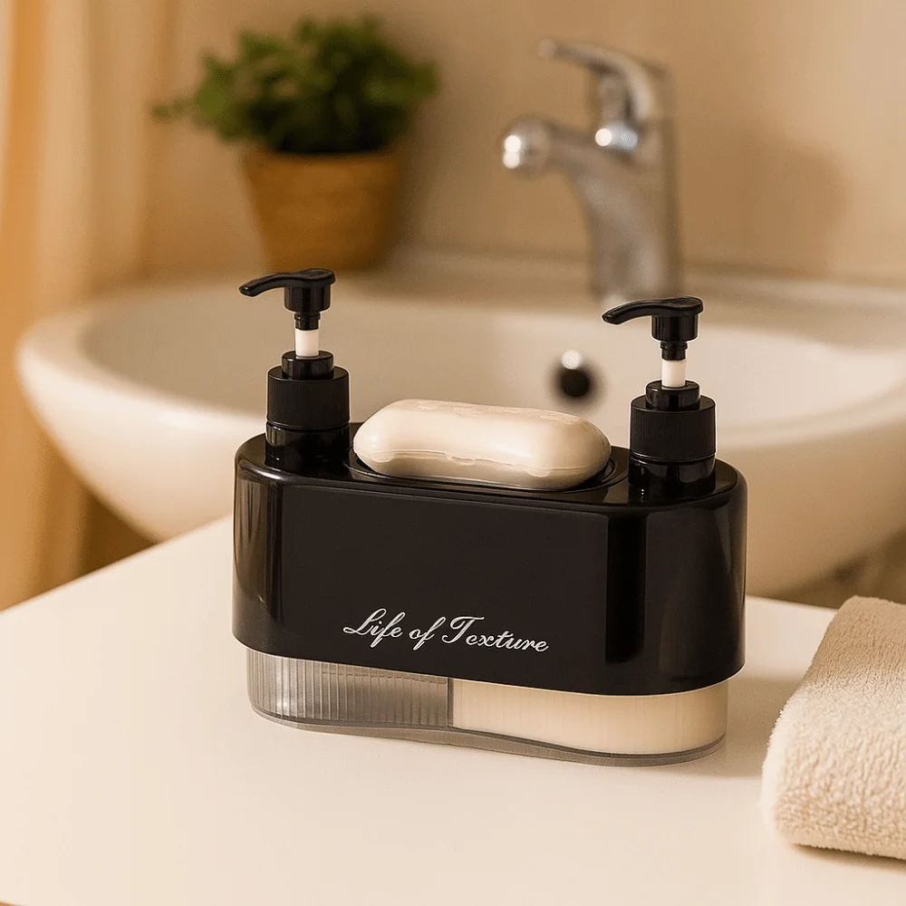 

Double Pump Head Soap Dispenser Thickened Plastic Shampoo Bottle Free Perforation Detachable Press Soap Dispenser Bathroom