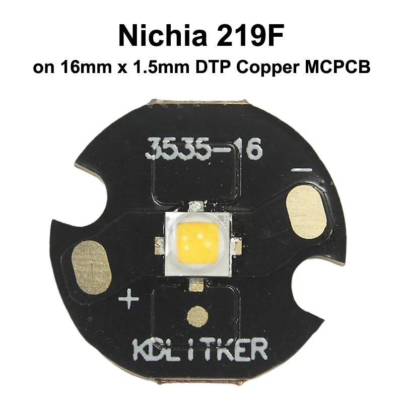 Nichia 219F Neutral White 5000K High CRI 90 SMD 3535 LED on KDLitker DTP Copper MCPCB Flashlight DIY