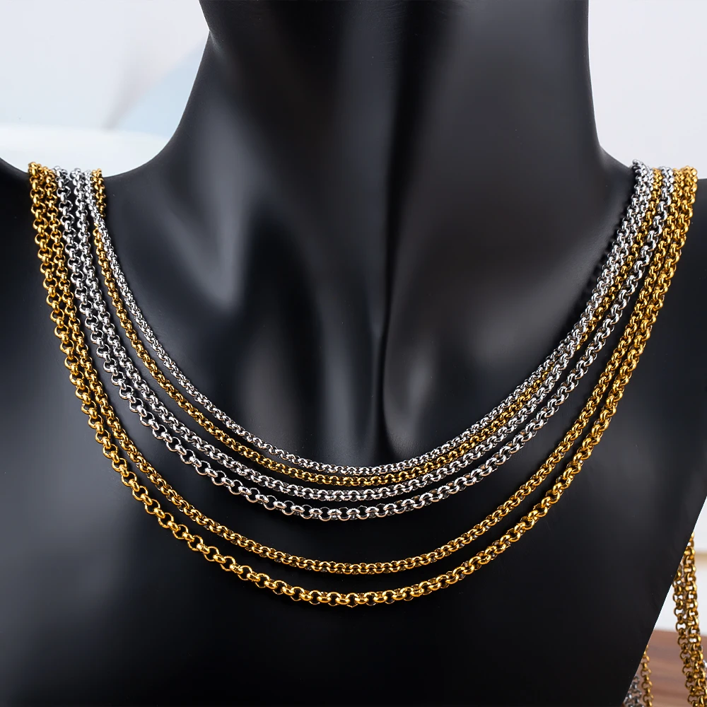 1 метр золотого цвета, цепочки из нержавеющей стали, круглая О-образная цепочка для ожерелья для DIY ювелирных изделий, браслетов, аксессуаров, фурнитура, поставки