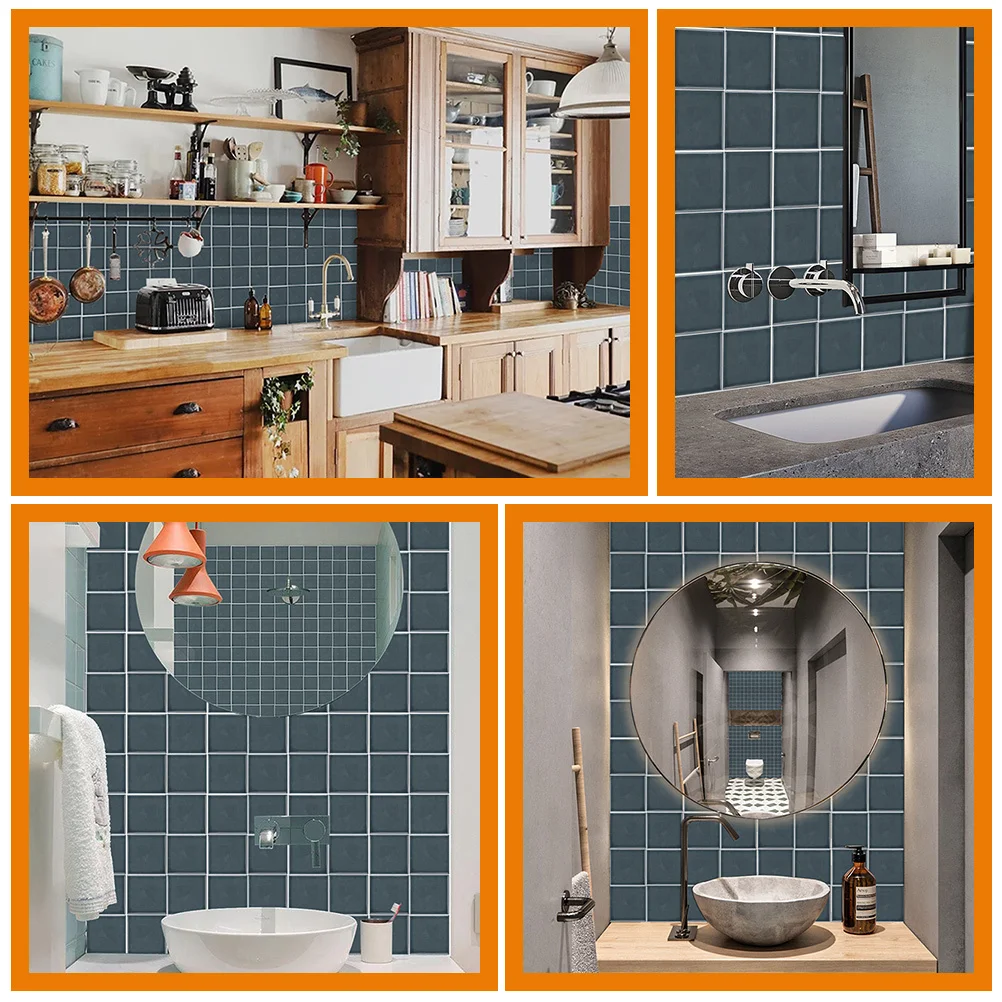 

Kitchen Tile Stickers Pvc Decorative Removable Wall Bathroom Self Adhesive Tiles