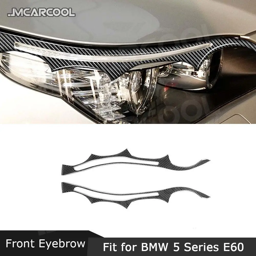 

JMCARCOOL Carbon Fiber Front Bumper Eyebrow Headlight Covers Car Decoration Sticker for BMW 5 Series E60 2004-2010