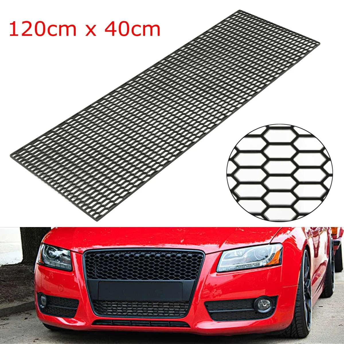 

120X40cm Universal Car Styling Air Intake Racing Honeycomb Meshed Grille Spoiler Bumper Hood Vent Racing Grills