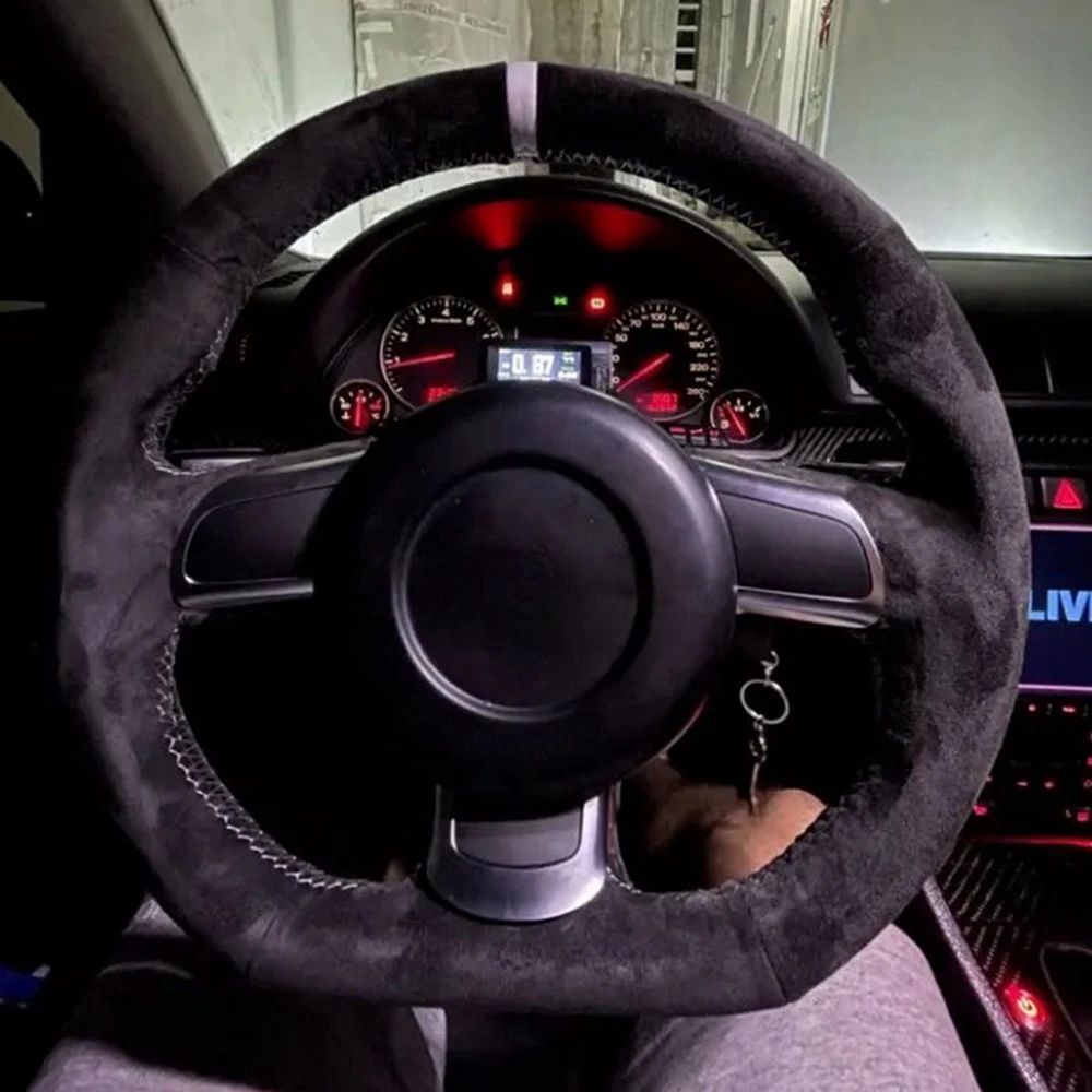 

DIY Customized Anti-Slip Suede Leather Car Steering Wheel Cover For Audi TT 2008-2013 Steering Wrap Car Accessories