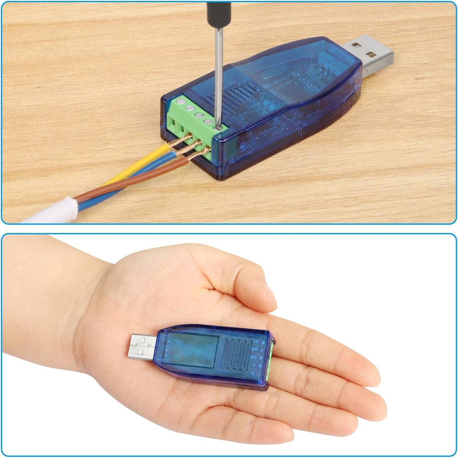 محول طرفي USB أزرق ذكر إلى RS485 RS232 متوافق مع نظام التشغيل Windows 7، 8، 10: عالي الجودة، وفعال لنقل البيانات