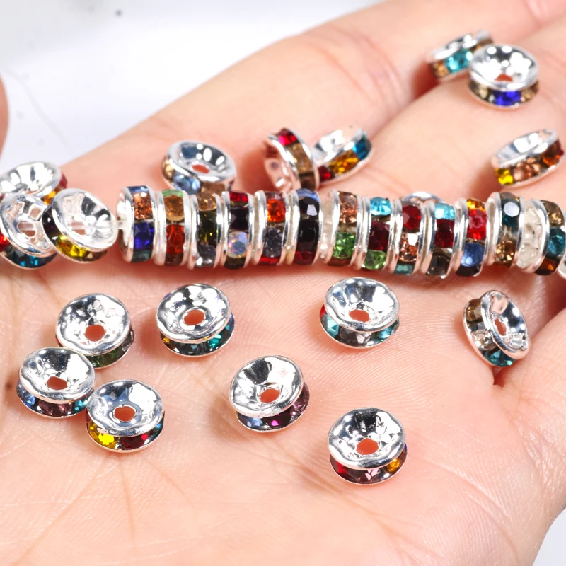 50 teile/los 4 6 8 10mm Bunte Strass Rondelle Perlen Lose Spacer Perlen Für Schmuck Machen Armband Halskette DIY zubehör