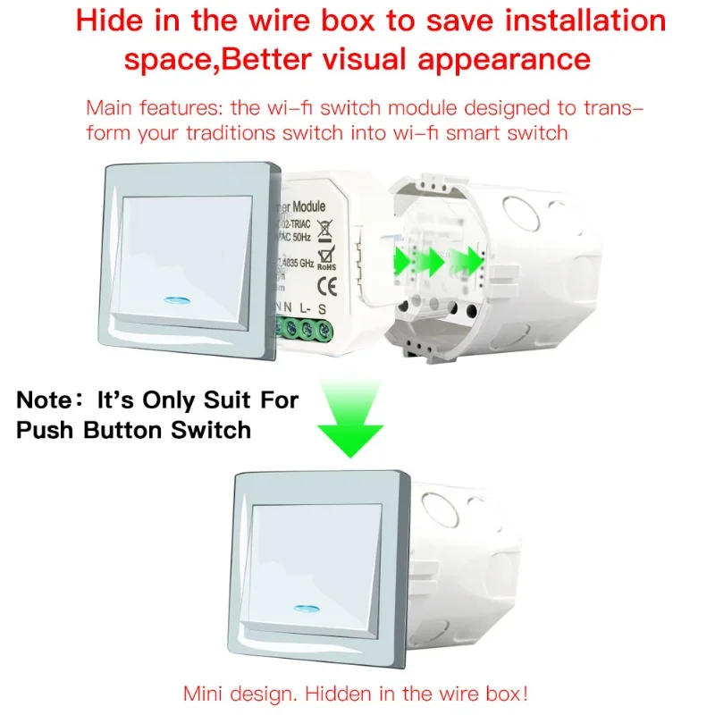 Tuya-D02-1C, solución inteligente de 220-240V, wifi, atenuación inteligente, dispositivo de encendido-apagado, control remoto para teléfono móvil